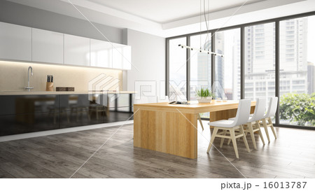 Interior of dining room 3D rendering Interior of dining room 3D rendering 16013787
