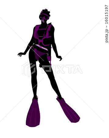 African American Scuba Diving Illustration Silhouette African American Scuba Diving Illustration Silhouette 16015197