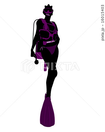 African American Scuba Diving Illustration Silhouette 16015403