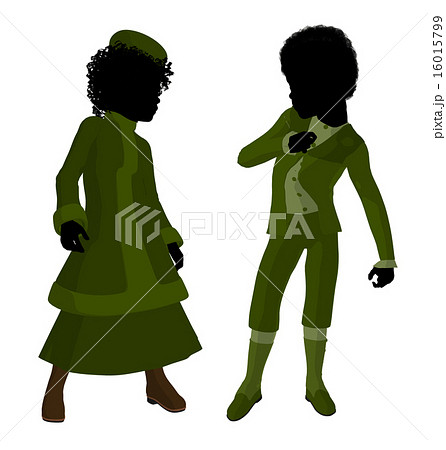 Victorian Children Art Illustration Silhouette 16015799