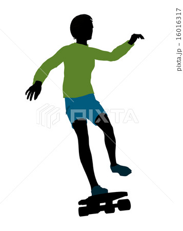 African American Skateboarder Silhouette 16016317