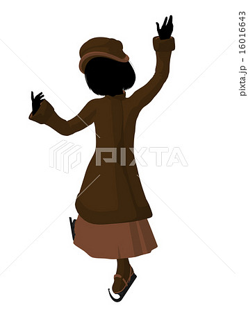 Victorian Girl Ice Skating Illustration Silhouette Victorian Girl Ice Skating Illustration Silhouette 16016643