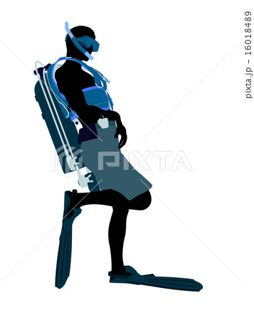 Male Scuba Diver Illustration Silhouette 16018489