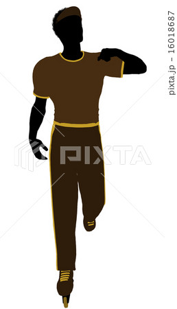 African American Male Roller Skater Silhouette 16018687