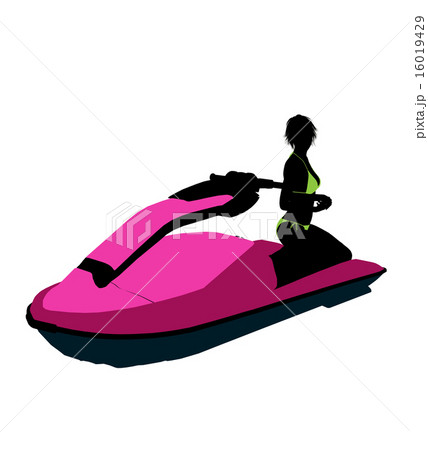 Female Jetskier Art Illustration Silhouette 16019429
