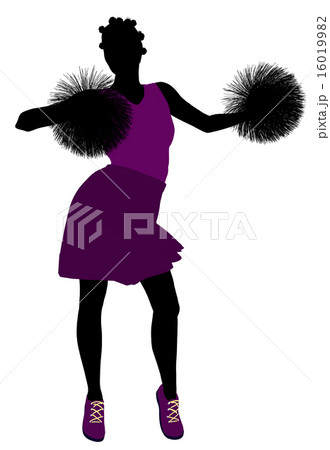 African American Cheerleader silhouette on a white background African American Cheerleader silhouette on a white background 16019982