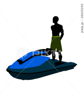 African American Male Jetskier Art Illustration Silhouette 16020293