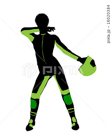 African American Female Motorcycle Rider Art Illustration Silhouette 16020384