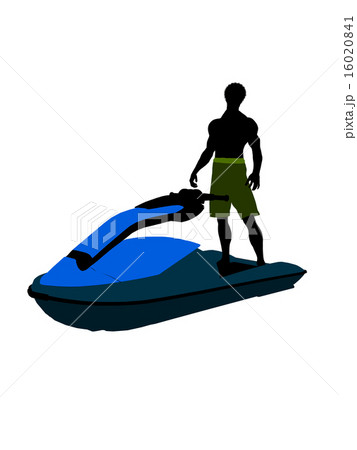 African American Male Jetskier Art Illustration Silhouette 16020841