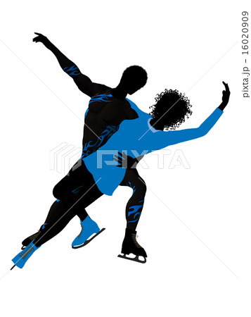 African American Couple Ice Skating Silhouette African American Couple Ice Skating Silhouette 16020909