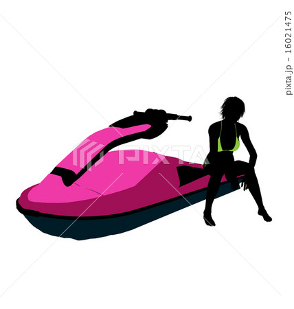 Female Jetskier Art Illustration Silhouette 16021475