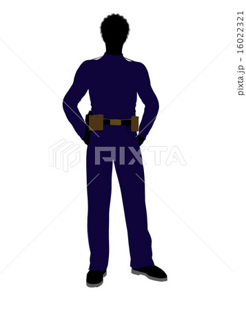 African American Male Police Officer Art Illustration Silhouette 16022321