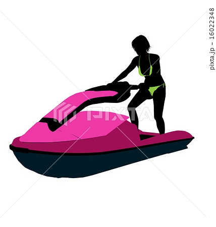 Female Jetskier Art Illustration Silhouette 16022348