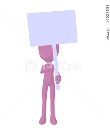 Cute Pink Silhouette Guy Holding A Blank Sign 16022653