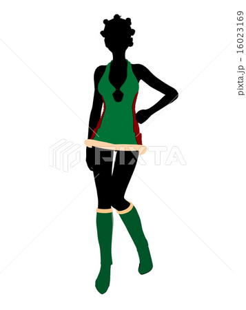 Sexy African American Female Christmas Elf Silhouette Illustration 16023169