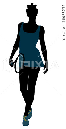 African American Female Tennis Player Illustration Silhouette 16023235