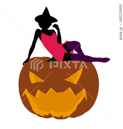 Sexy African Ameican Halloween Witch Art Illustration Silhouette 16023600