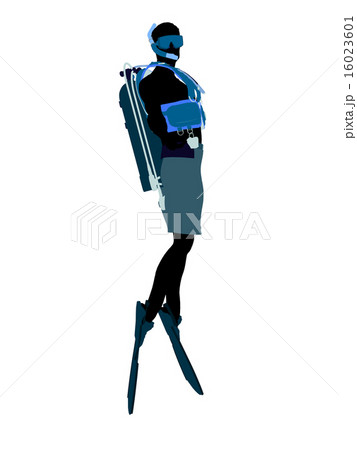 Male Scuba Diver Illustration Silhouette 16023601