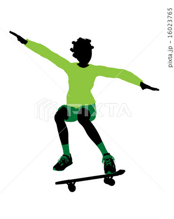 African American Female Skateboarder Silhouette 16023765