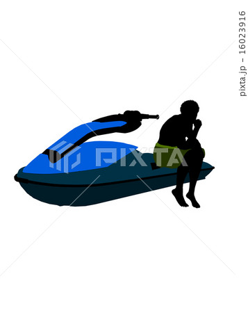 African American Male Jetskier Art Illustration Silhouette 16023916