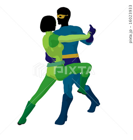 Super Hero Couple Illustration Silhouette 16023933
