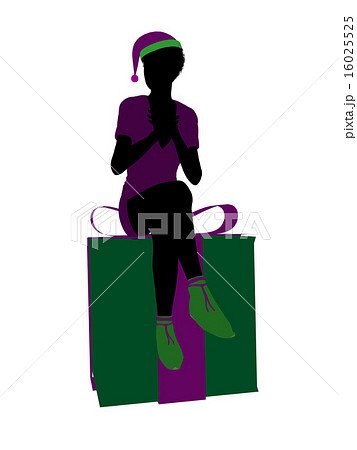 African American Christmas Elf Silhouette Illustration 16025525
