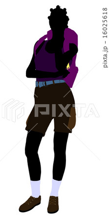 African American Girl Hiker Silhouette 16025618