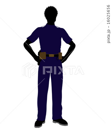 African American Male Police Officer Art Illustration Silhouette 16025656