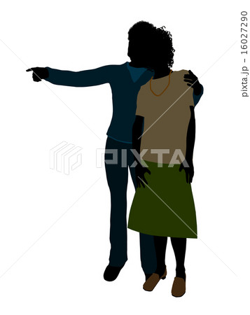 African American Senior Couple Illustration Silhouette 16027290