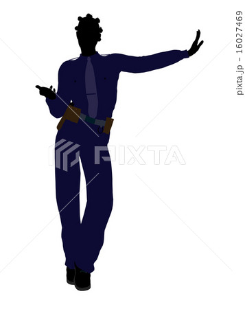 African American Female Police Officer Art Illustration Silhouette 16027469