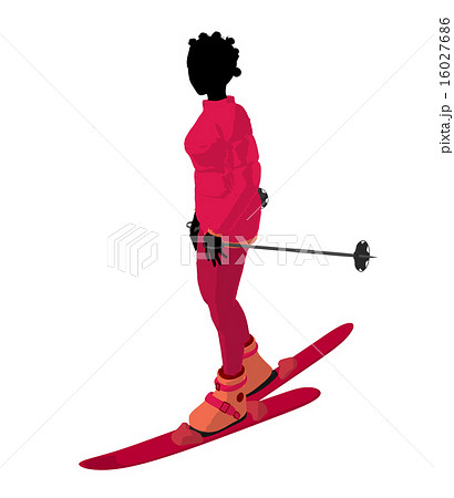 African American Skier Girl Illustration Silhouette 16027686