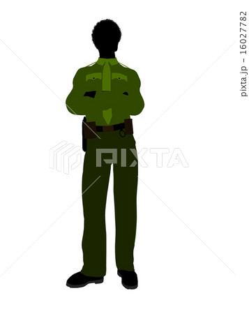 African American Male Sheriff Art Illustration Silhouette 16027782