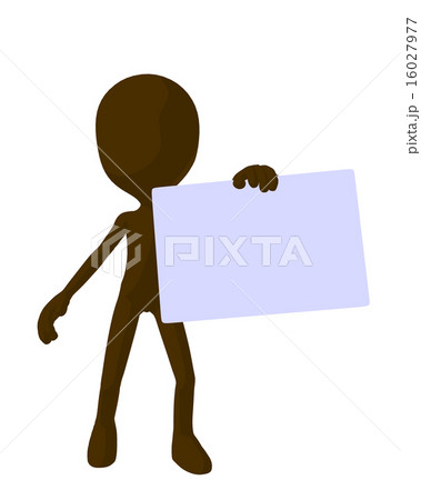 Cute Brown Silhouette Guy Holding a Blank Business Card Cute Brown Silhouette Guy Holding a Blank Business Card 16027977