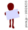 Cute Red Silhouette Guy Holding a Blank Business Card 16028233