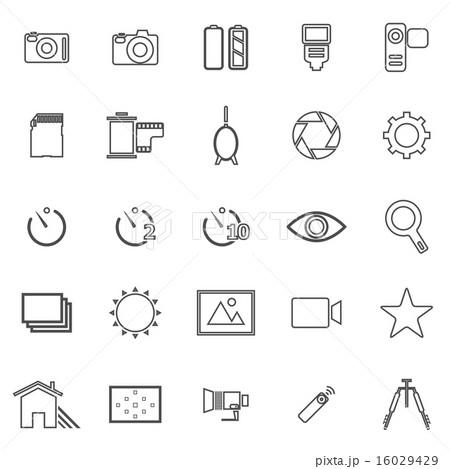 Camera line icons on white background 16029429