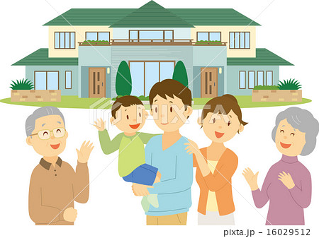 二世帯同居の三世代家族 16029512