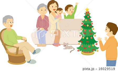 クリスマスを祝う三世代家族 16029519
