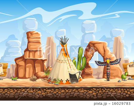 Tileable horizontal background wild west. Set3 16029783