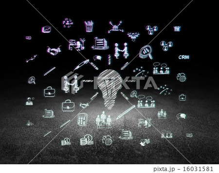 Business concept: Light Bulb in grunge dark room 16031581