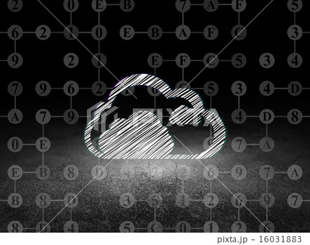 Cloud technology concept: Cloud in grunge dark room 16031883