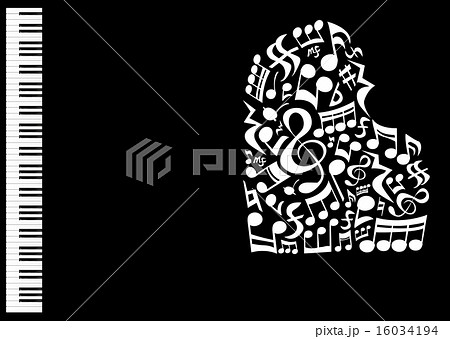音符でできたピアノのイラスト素材