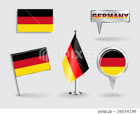 Set of German pin, icon and map pointer flags. Vector 16034196