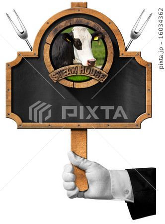 Steak House - Blackboard with Hand of Waiter Steak House - Blackboard with Hand of Waiter 16034362