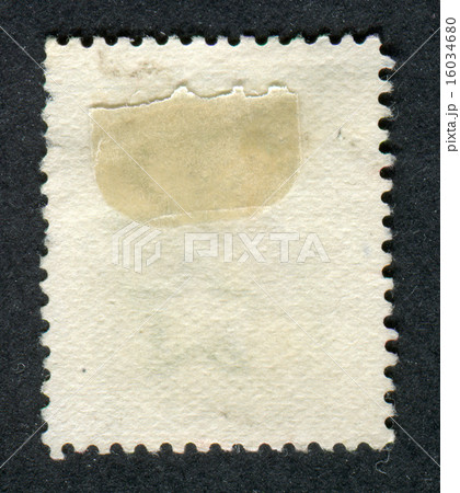 Reverse side of a postage stamp. 16034680