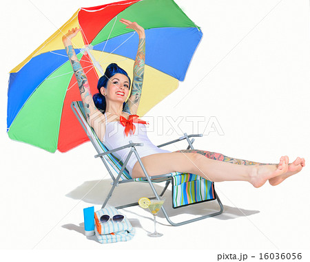Girl resting on the beach having fun 16036056