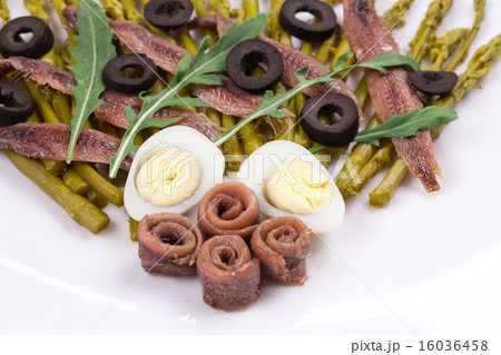 Asparagus salad with anchovies. Asparagus salad with anchovies. 16036458