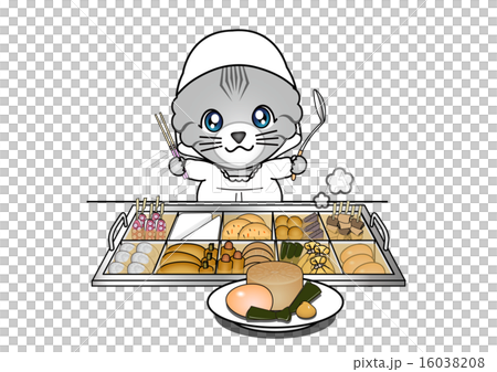 おでんを作る猫のイラスト素材