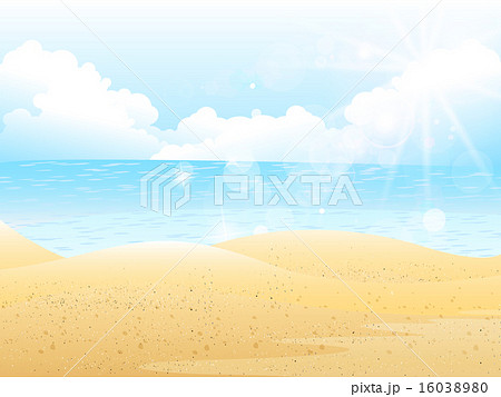 海 砂浜 背景 のイラスト素材 16038980 Pixta