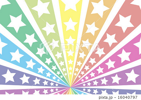背景素材 壁紙 放射 放射状 虹 虹色 レインボー 七色 カラフル 流れ星 星 スター 星屑 花火のイラスト素材