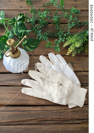 ガーデニング用のオシャレ軍手と造花 ガーデニングイメージ ガーデニング用のオシャレ軍手と造花 ガーデニングイメージ 16040948